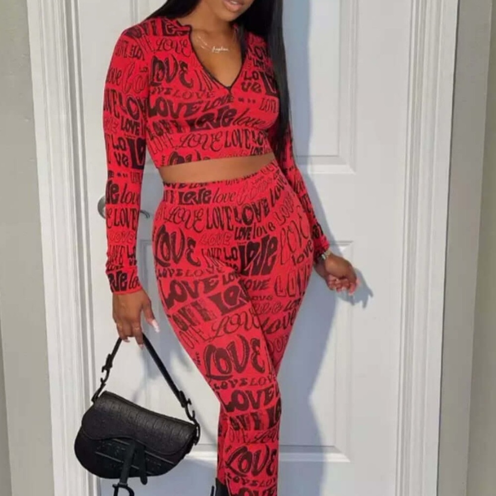 Ladies 2pc crop top legging set